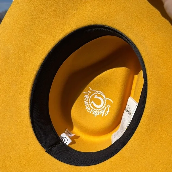 Charlie One Yellow Felt Bling Cowboy Hat Size M Womens display picture 1